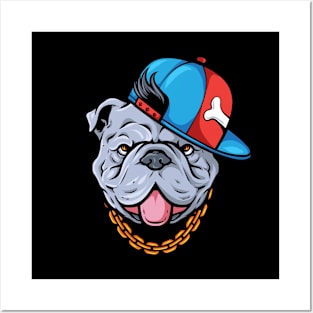 bulldog_cartoon_wearing_gold_chain Posters and Art